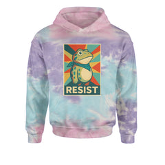 Resist Portland Protest Frog Youth-Sized Hoodie Tie-Dye Cotton Candy