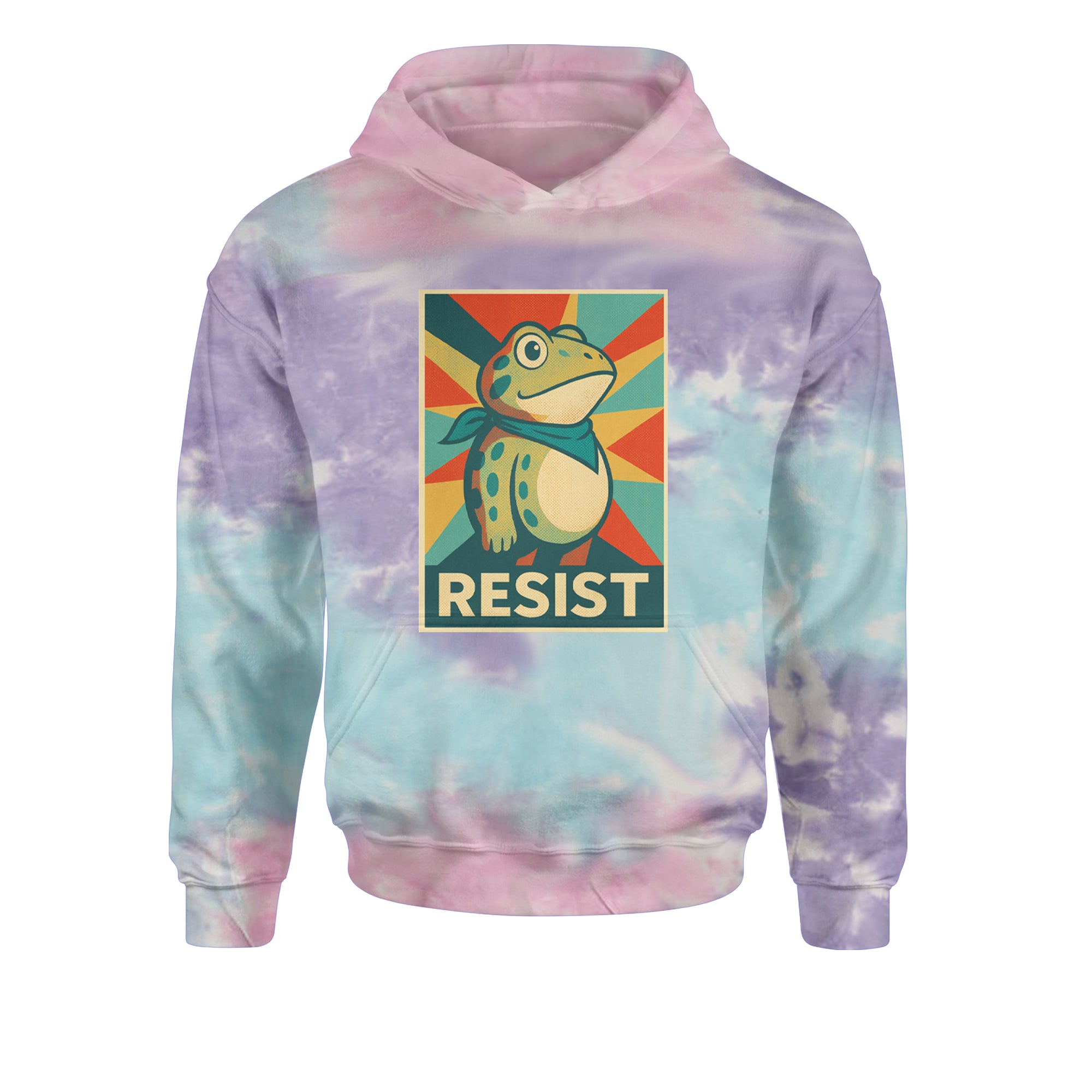 Resist Portland Protest Frog Youth-Sized Hoodie Tie-Dye Cotton Candy