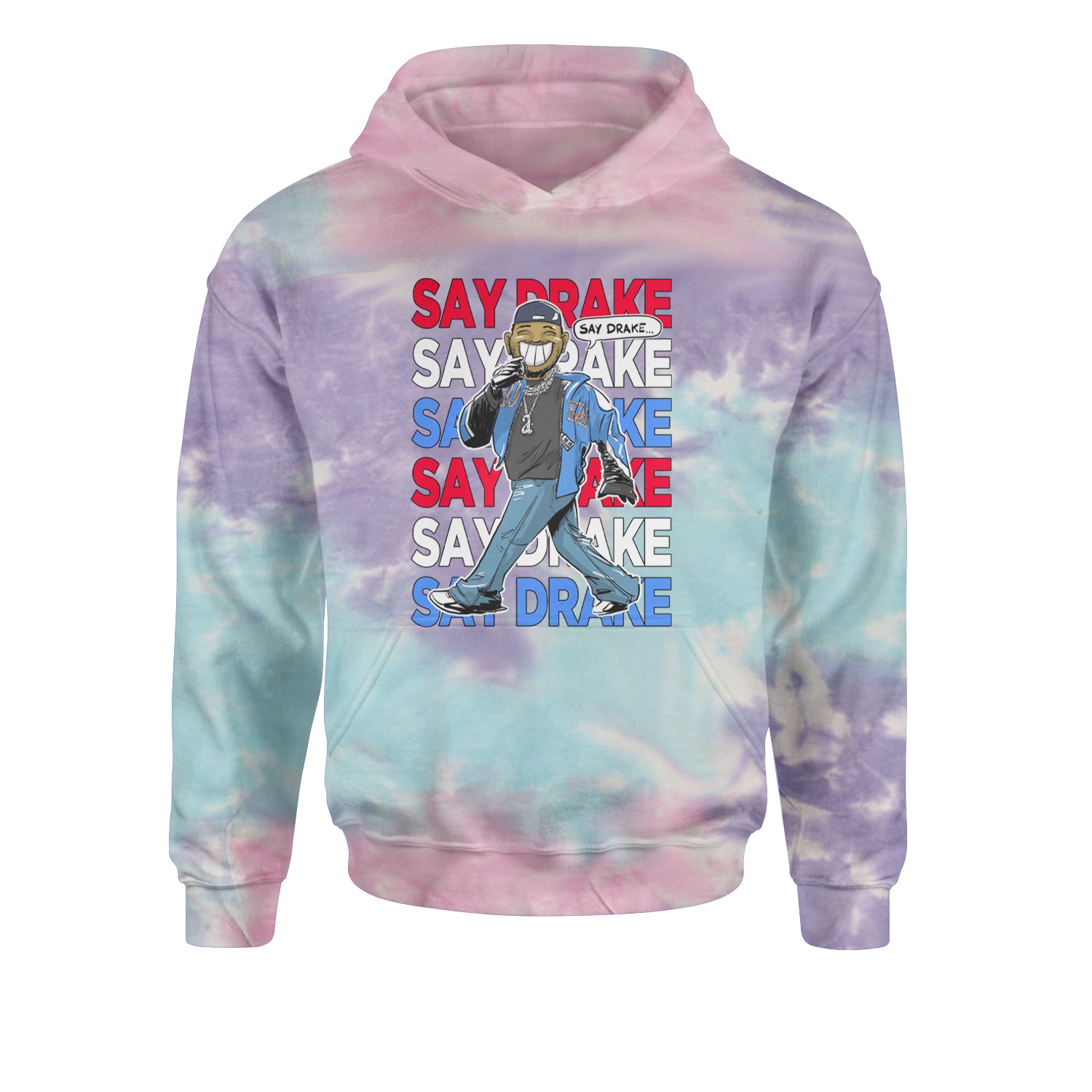 Say Drake Smiling Meme Mustard Youth-Sized Hoodie Tie-Dye Cotton Candy