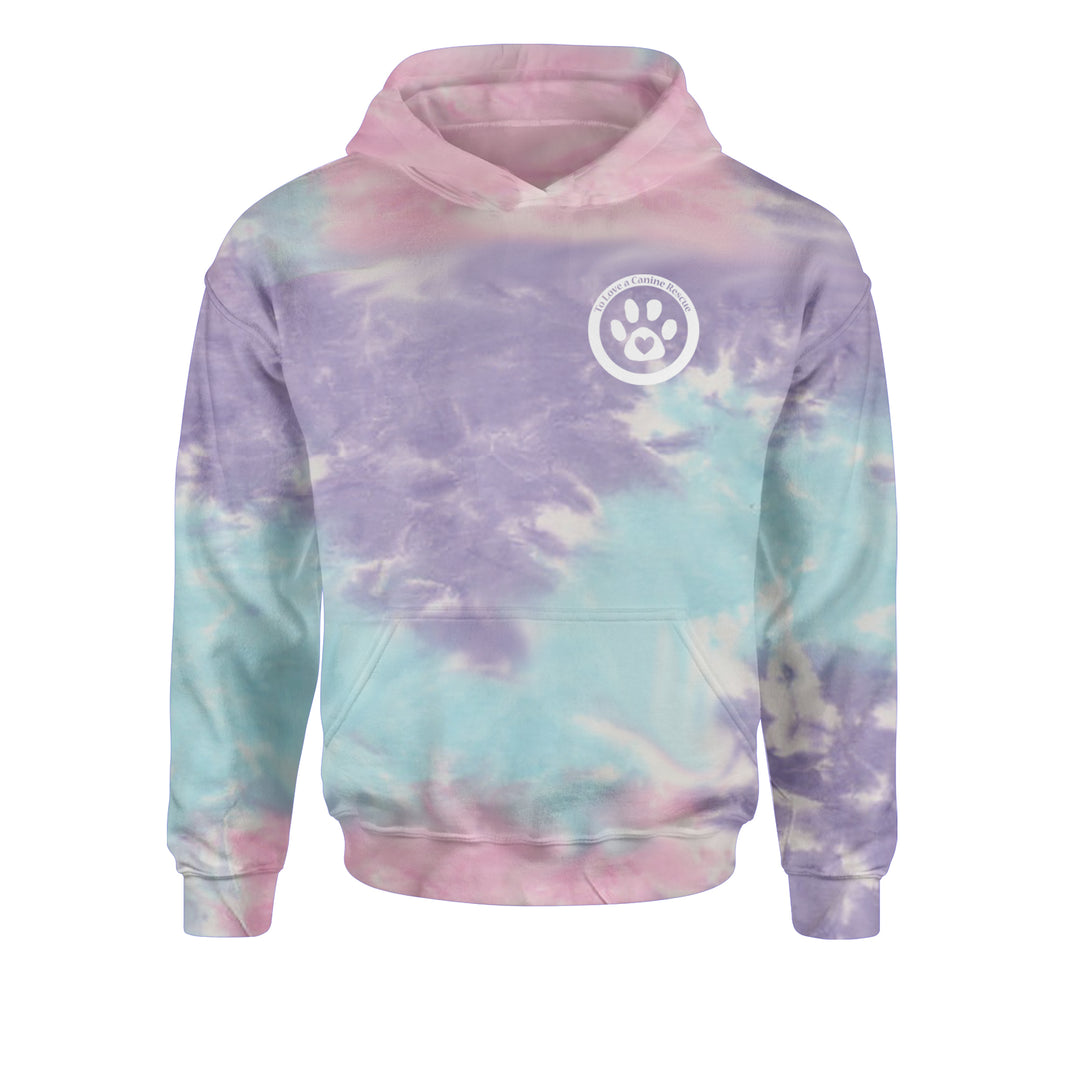 TLC To Love a Canine Dog Rescue White Youth-Sized Hoodie Tie-Dye Cotton Candy