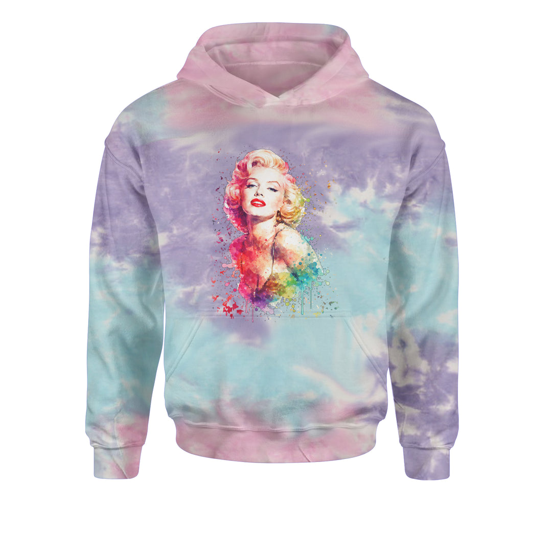 Mrs. Monroe Watercolors Bombshell Youth-Sized Hoodie Tie-Dye Cotton Candy