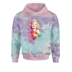 Mrs. Monroe Watercolors Bombshell Youth-Sized Hoodie Tie-Dye Cotton Candy
