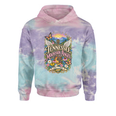 Tennessee Mountain Angel Wings Dolly Youth-Sized Hoodie Tie-Dye Cotton Candy