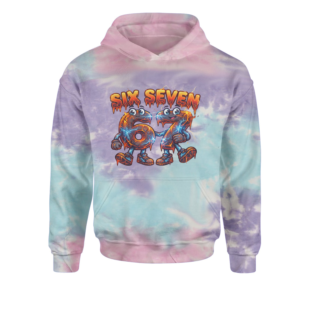 67 Lava Lightning Six Seven Meme Youth-Sized Hoodie Tie-Dye Cotton Candy