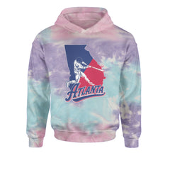 Atlanta Georgia Batter Up Youth-Sized Hoodie Tie-Dye Cotton Candy