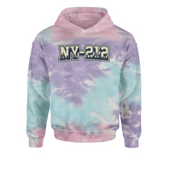 New York City 212 Area Code Skyline  Youth-Sized Hoodie Tie-Dye Cotton Candy