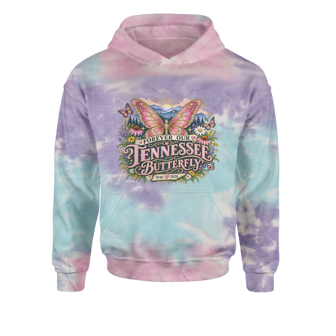 Forever Our Tennessee Butterfly Dolly Youth-Sized Hoodie Tie-Dye Cotton Candy