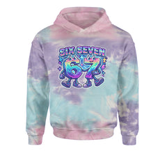 Six Seven 67 Retro Pixel Buddies Youth-Sized Hoodie Tie-Dye Cotton Candy