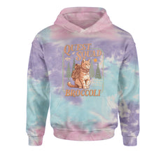 Quest Squad Broccoli Cat Fantasy Reader  Youth-Sized Hoodie Tie-Dye Cotton Candy