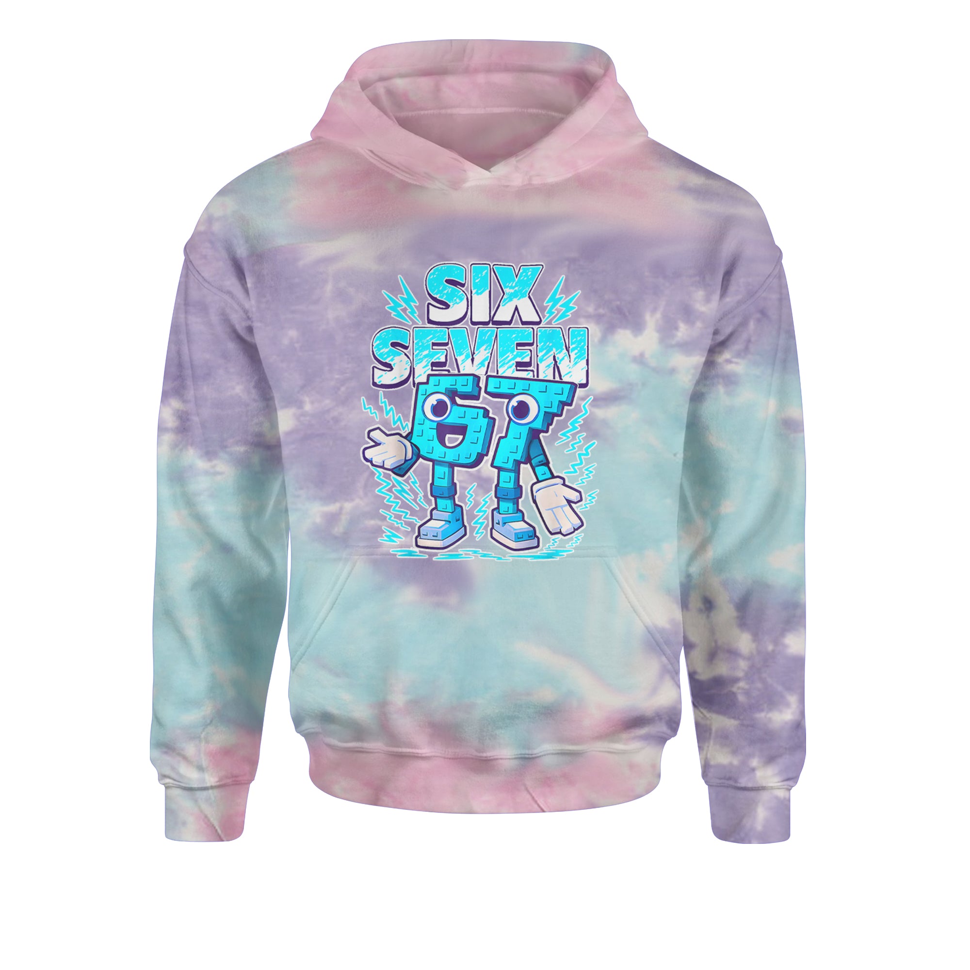 67 Brainrot Meme Slang Youth-Sized Hoodie Tie-Dye Cotton Candy