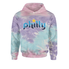 Skyline Philly Philadelphia Youth-Sized Hoodie Tie-Dye Cotton Candy
