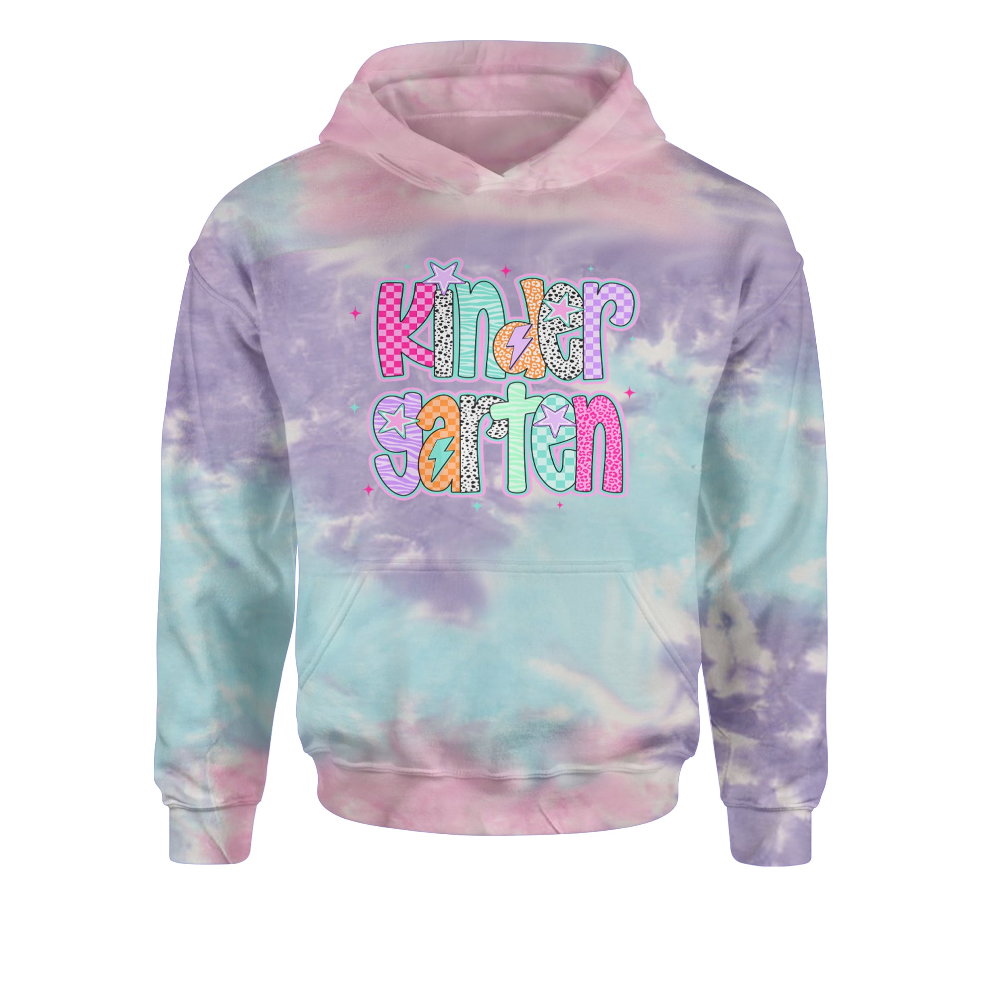 Kindergarten Cutie Colorful Back to School Youth-Sized Hoodie Tie-Dye Cotton Candy