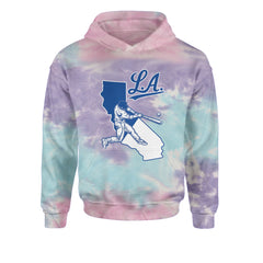 Los Angeles Baseball Batter Up Youth-Sized Hoodie Tie-Dye Cotton Candy