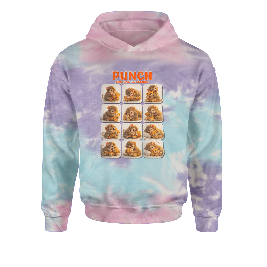 Punch Play Hard Love Harder Youth-Sized Hoodie Tie-Dye Cotton Candy