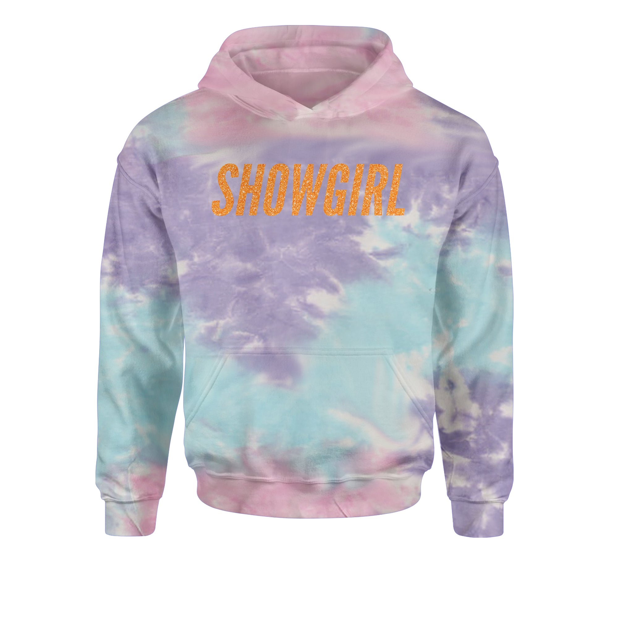 Showgirl Orange Glitter Youth-Sized Hoodie Tie-Dye Cotton Candy