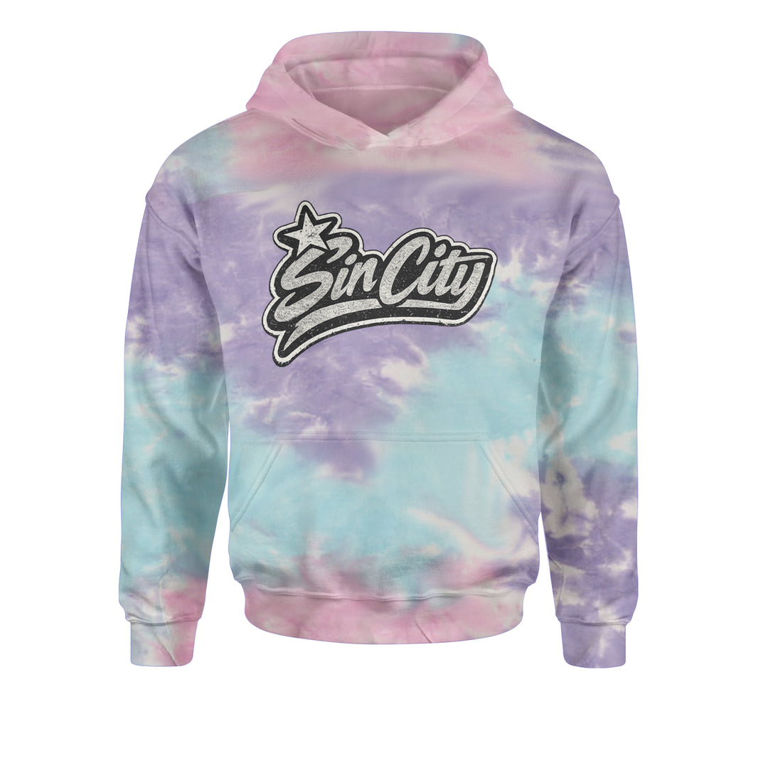 Sin City Vegas Retro Vintage Youth-Sized Hoodie Tie-Dye Cotton Candy