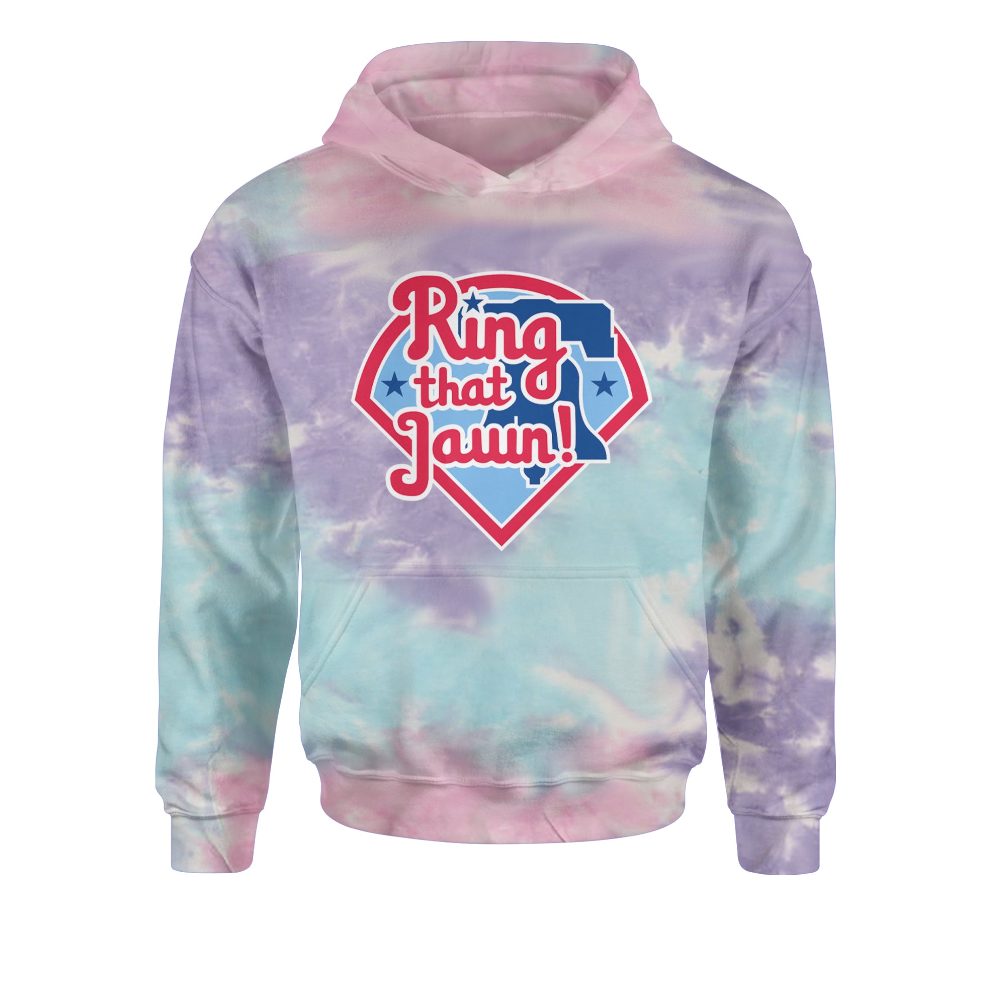 Ring That Jawn Philly Baseball Youth-Sized Hoodie Tie-Dye Cotton Candy