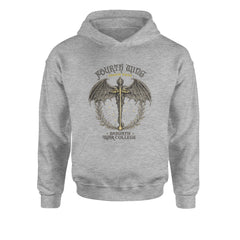 Fourth Wing Dragon Rider Vintage Basgiath War College Youth-Sized Hoodie Heather Grey