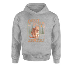 Quest Squad Broccoli Cat Fantasy Reader  Youth-Sized Hoodie Heather Grey