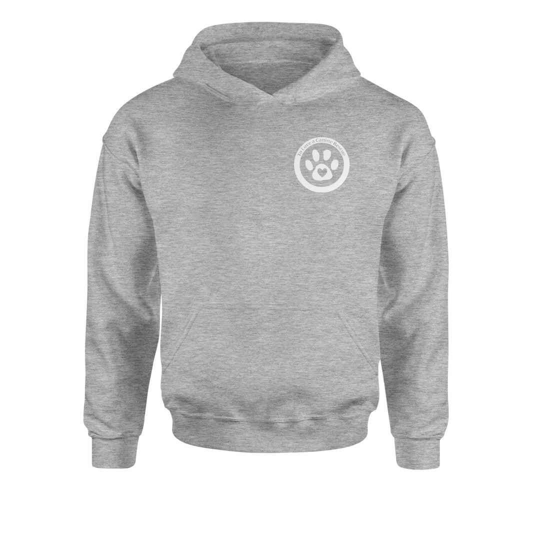 TLC To Love a Canine Dog Rescue White Youth-Sized Hoodie Heather Grey