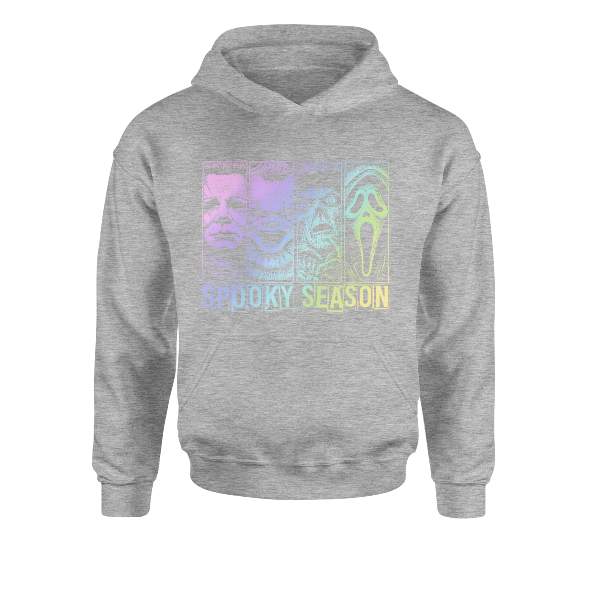 Spooky Season Horror Icons Halloween Youth-Sized Hoodie Heather Grey