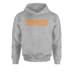 Showgirl Orange Glitter Youth-Sized Hoodie Heather Grey