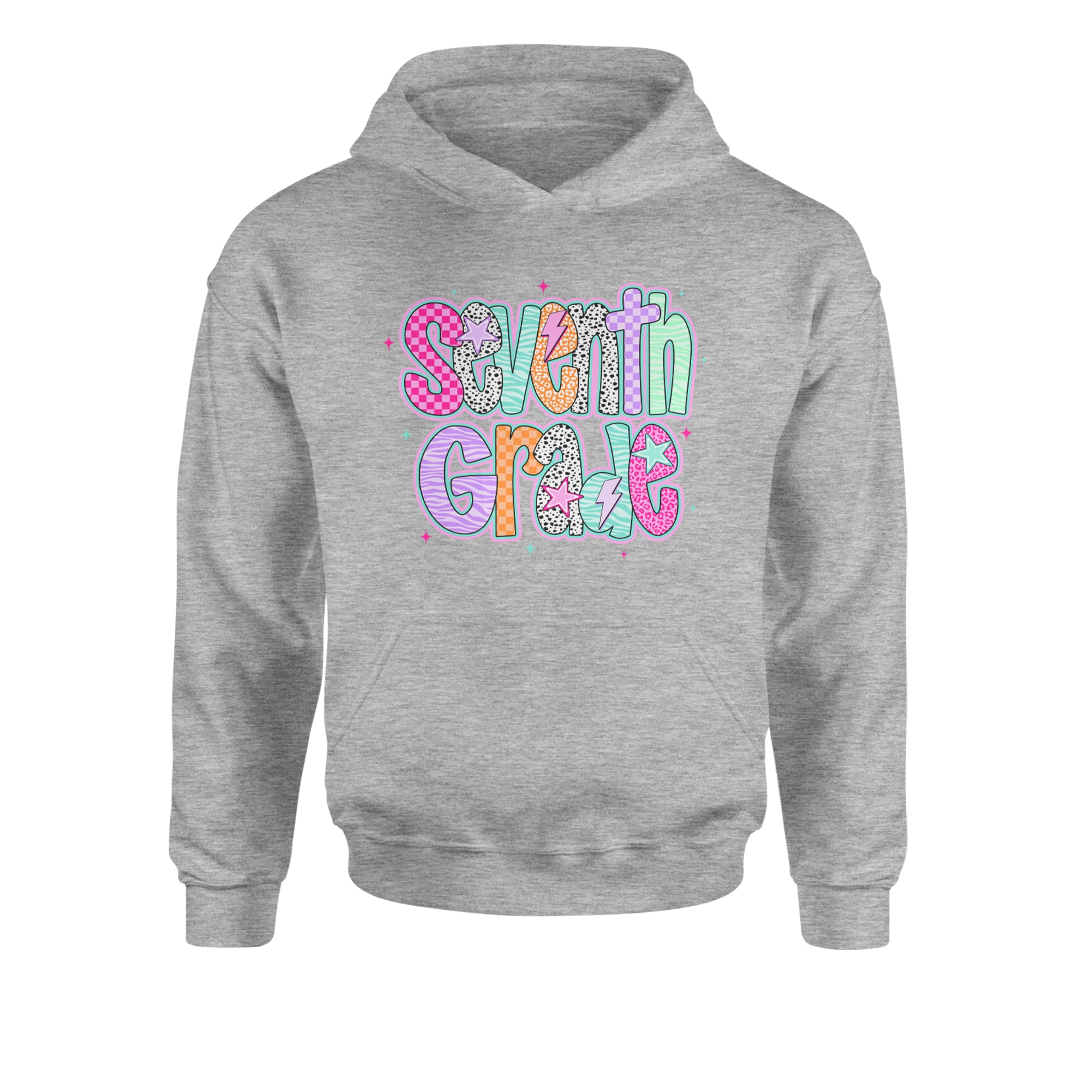 Seventh Grade Swagger Colorful Back to School Youth-Sized Hoodie Heather Grey
