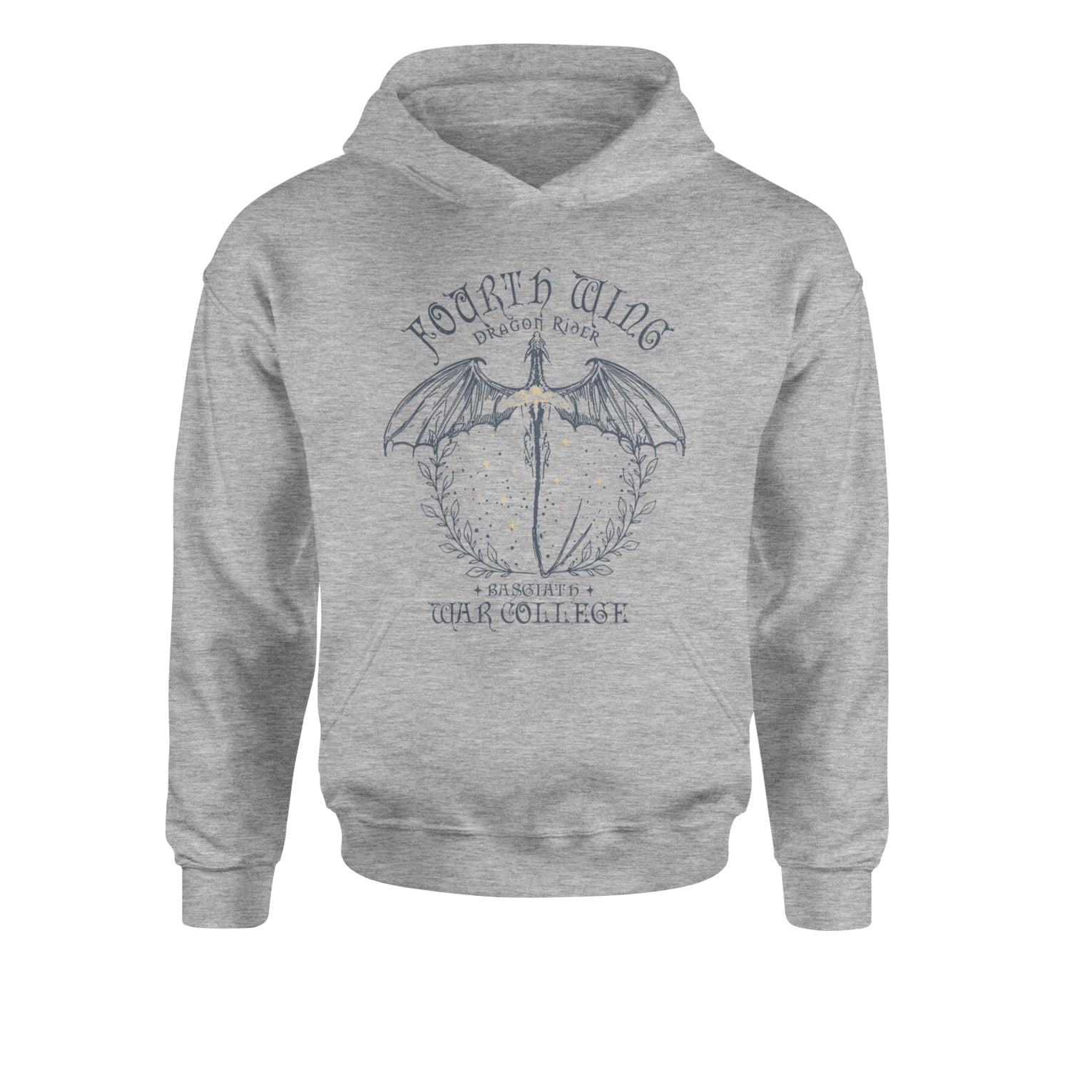 Fourth Wing Dragon Rider Vintage Basgiath War College Youth-Sized Hoodie Heather Grey