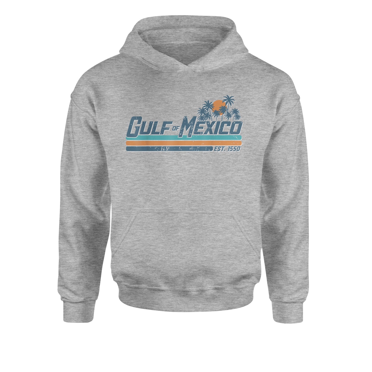 Gulf Of Mexico Established Year 1550 Youth-Sized Hoodie Heather Grey