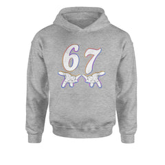 67 Hands Meme Viral Drill Youth-Sized Hoodie Heather Grey