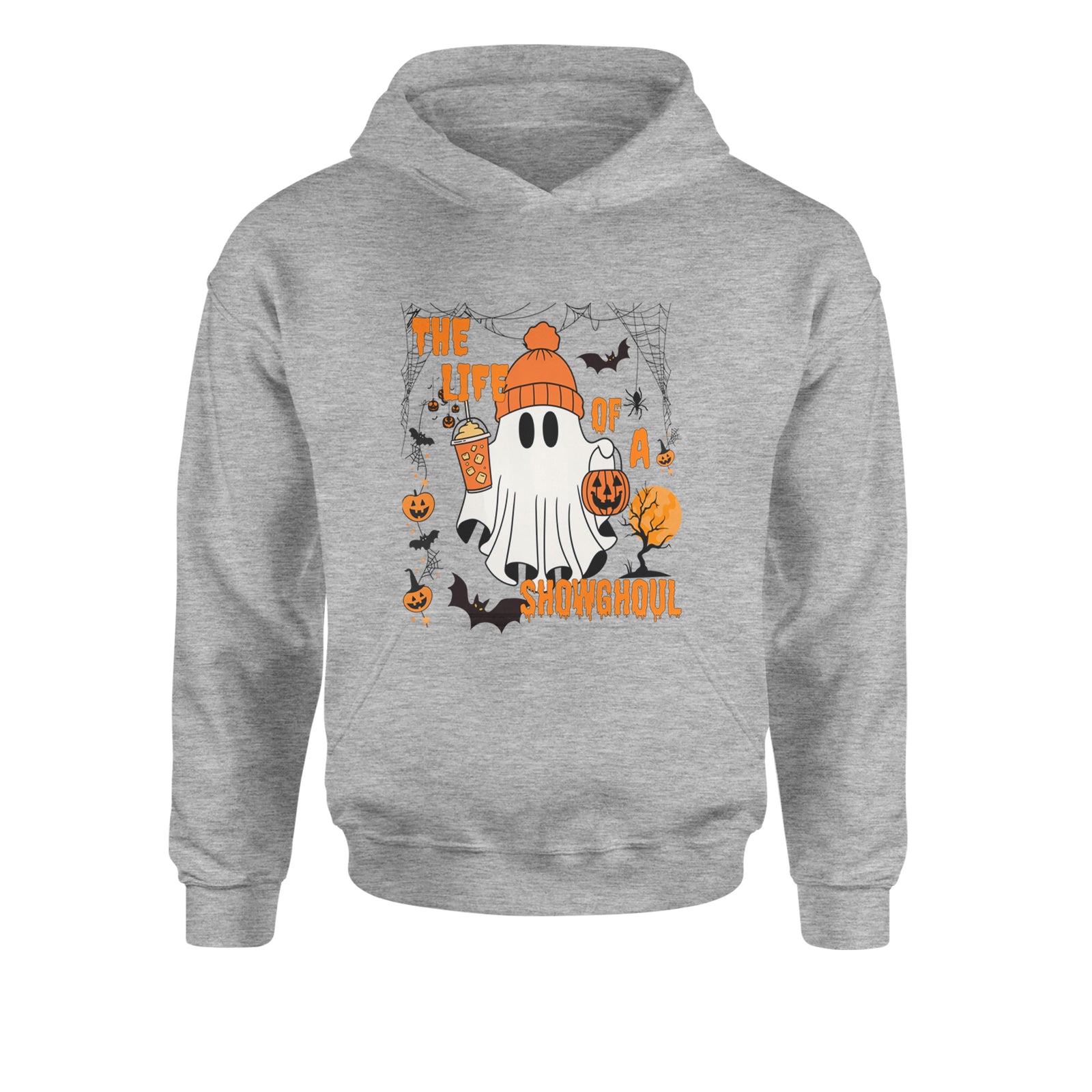 Life of a Showghoul Halloween Showgirl Vibes Youth-Sized Hoodie Heather Grey