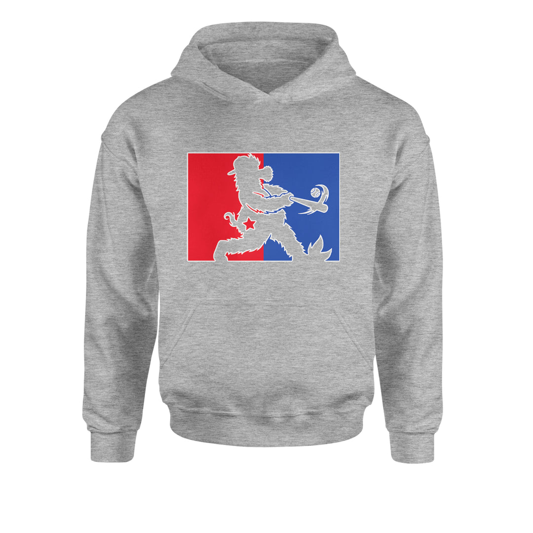 Batter Up Philly Baseball Phan Youth-Sized Hoodie Heather Grey