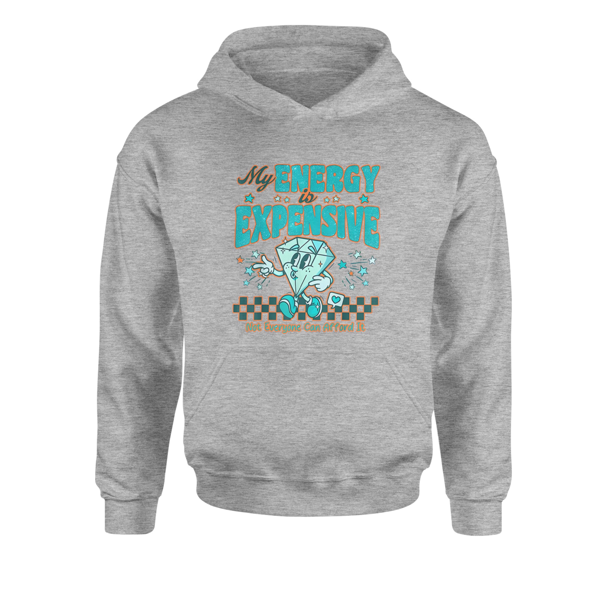 Diamond My Energy Is Expensive Youth-Sized Hoodie Heather Grey