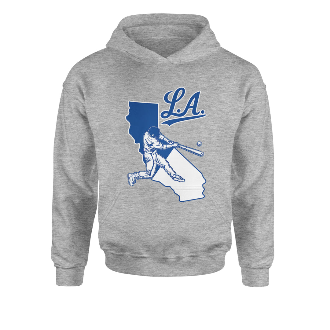 Los Angeles Baseball Batter Up Youth-Sized Hoodie Heather Grey