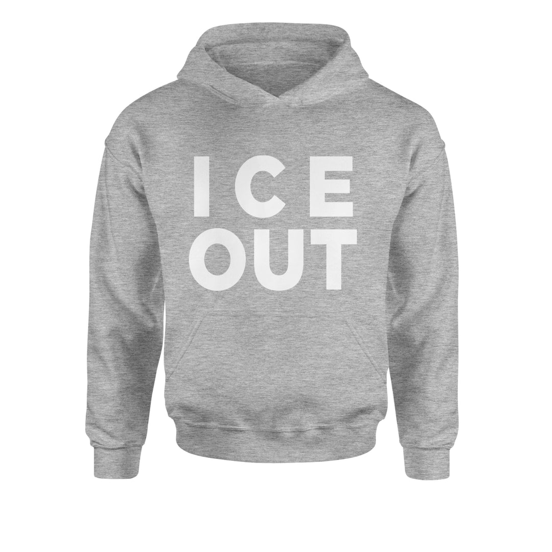 Ice Out Protest Youth-Sized Hoodie Heather Grey