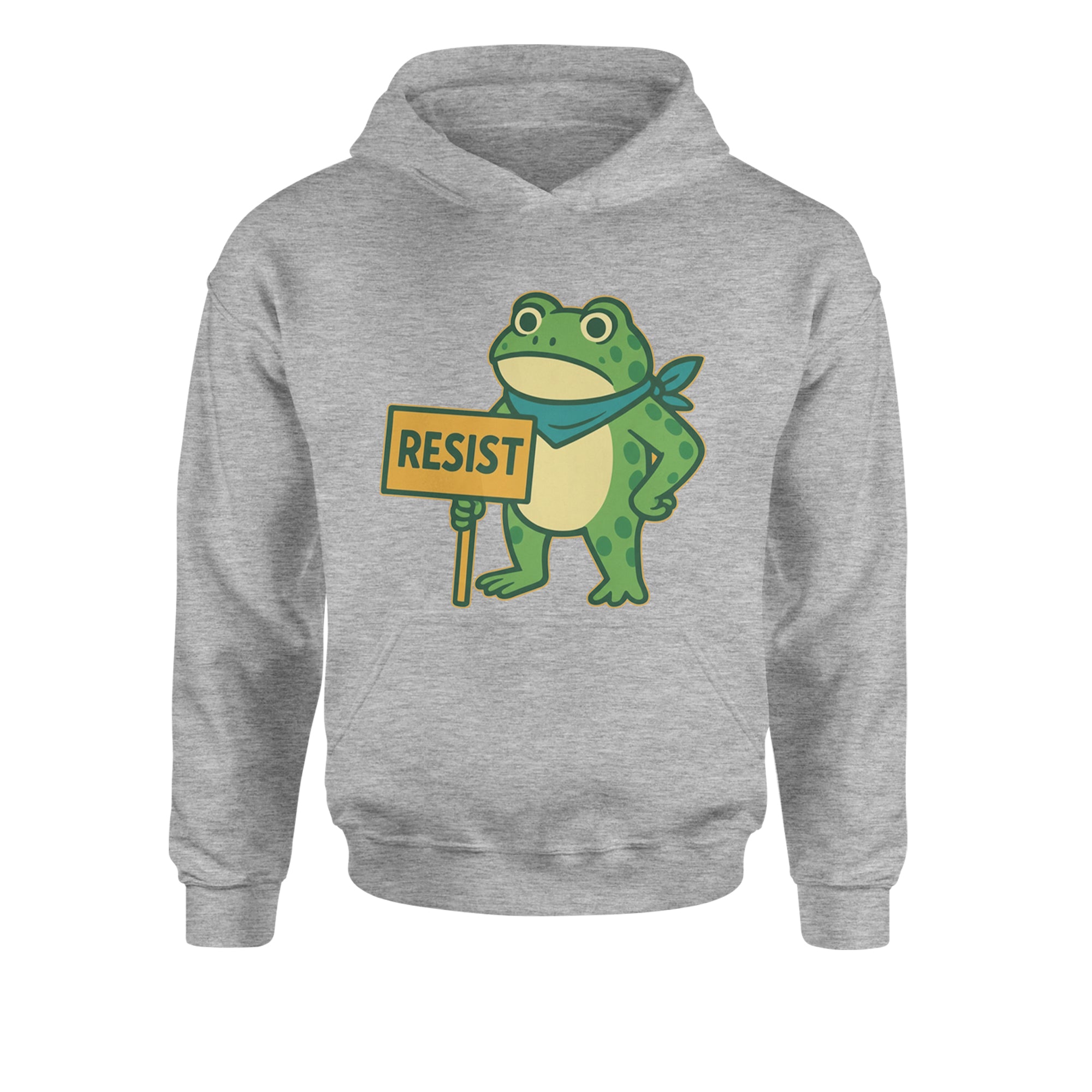 Sign Resist Meme Frog Protest Youth-Sized Hoodie Heather Grey