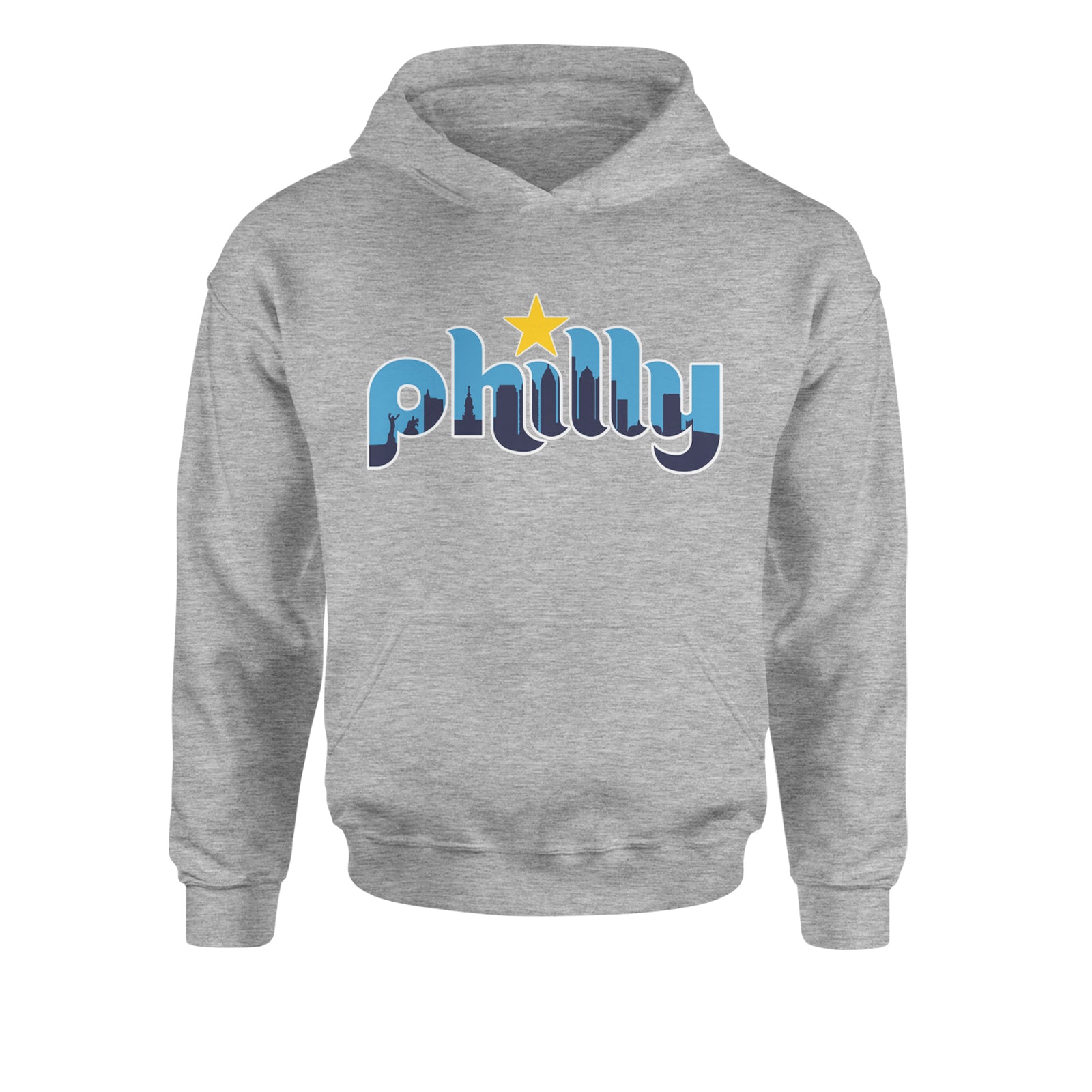 Skyline Philly Philadelphia Youth-Sized Hoodie Heather Grey
