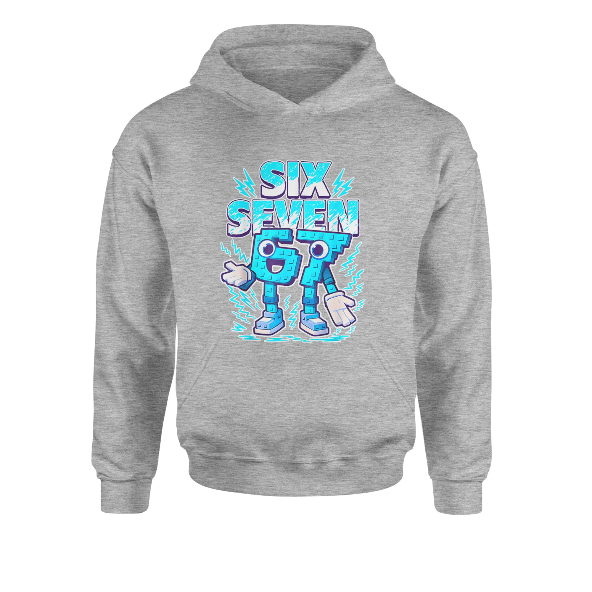 67 Brainrot Meme Slang Youth-Sized Hoodie Heather Grey