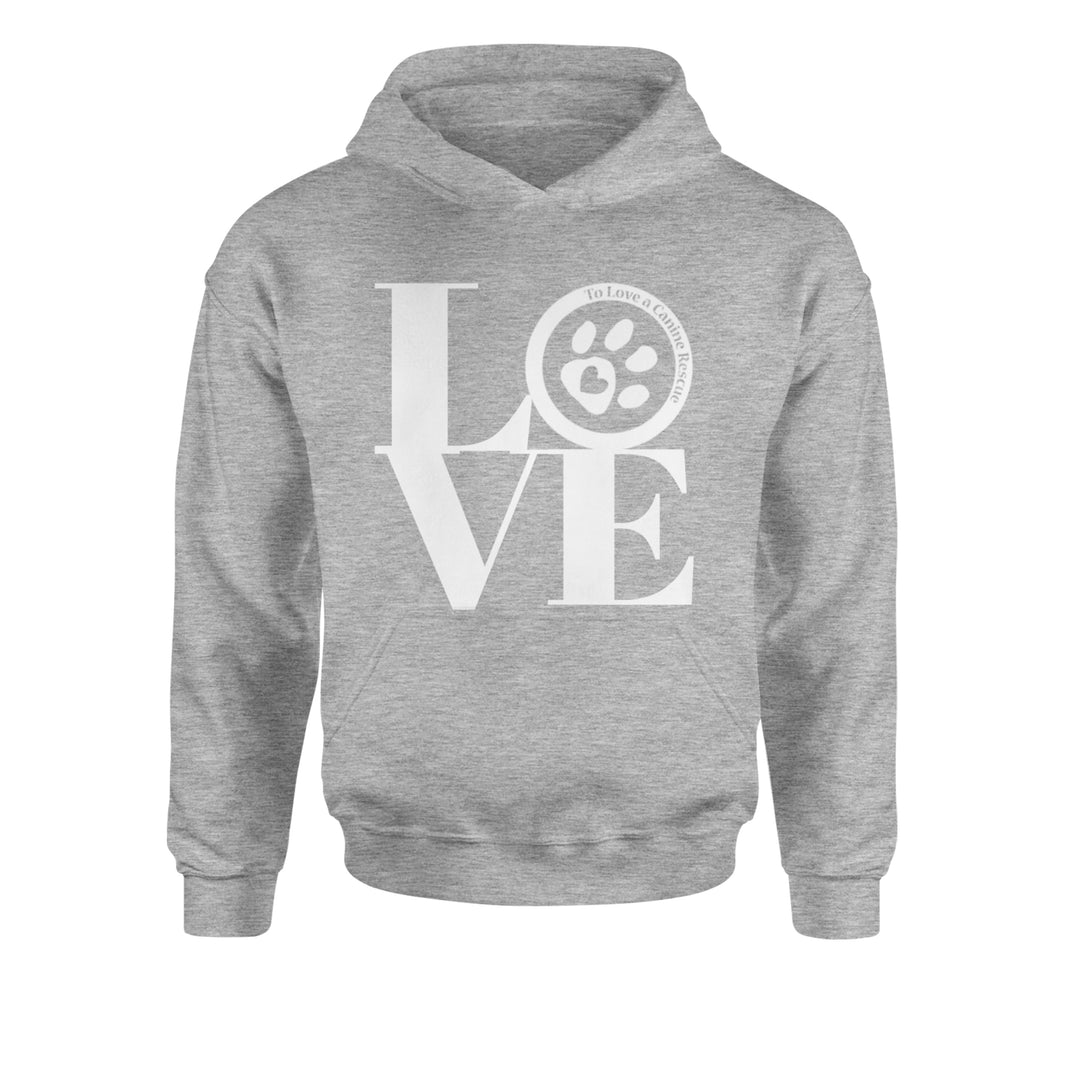 TLC LOVE Dog Rescue Youth-Sized Hoodie Heather Grey