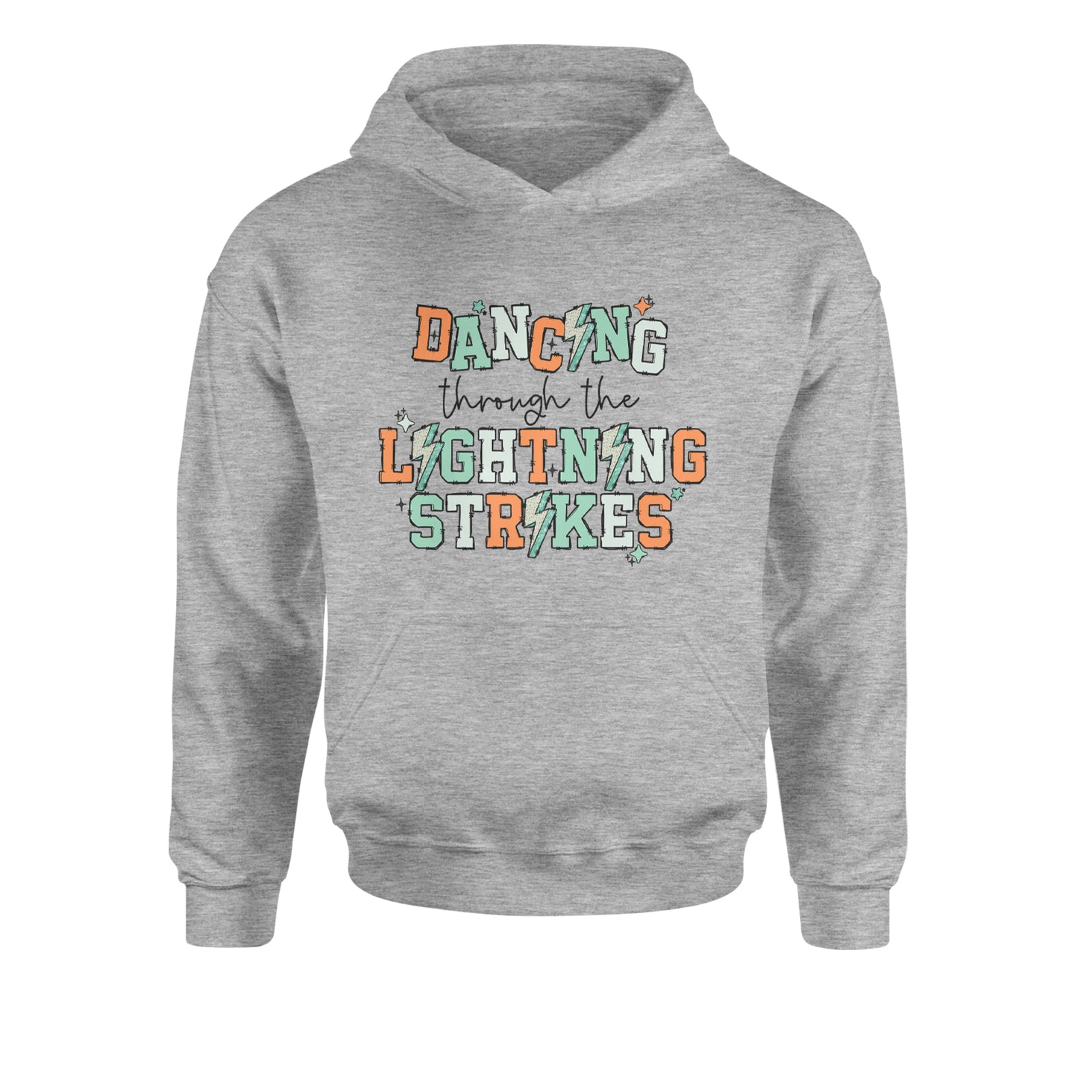 Dancing Through The Lightning Strikes Youth-Sized Hoodie Heather Grey
