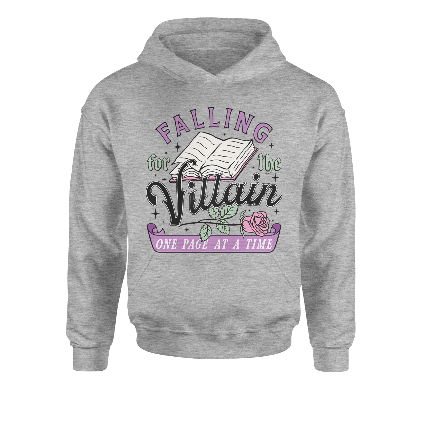 Falling For The Villain One Page At A TimeYouth-Sized Hoodie Heather Grey