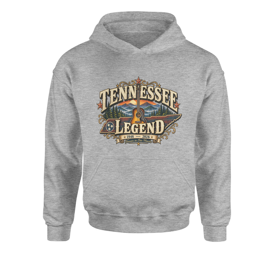 Tennessee Legend Country Music Dolly Youth-Sized Hoodie Heather Grey