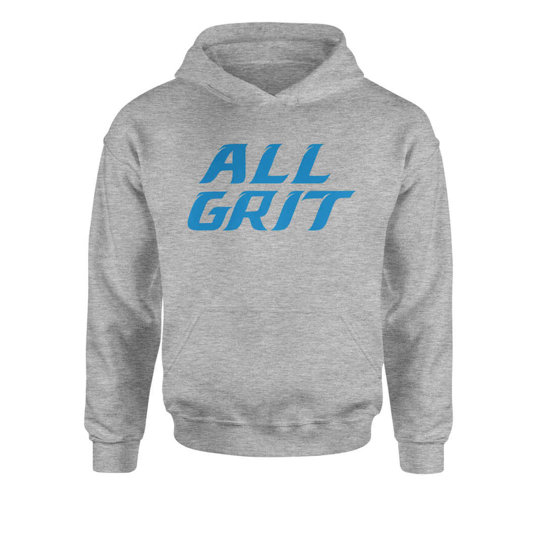 All Grit Detroit Football Youth-Sized Hoodie Heather Grey