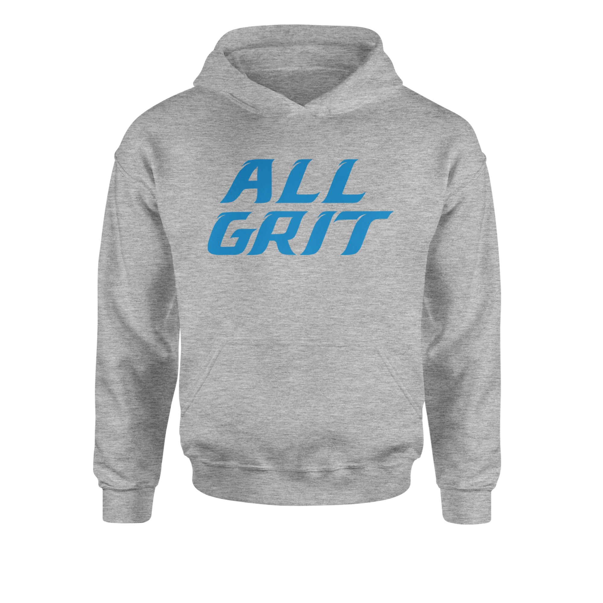 All Grit Detroit Football Youth-Sized Hoodie Heather Grey