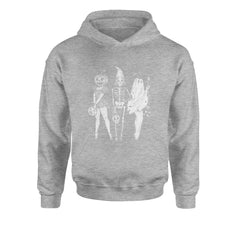 Vintage Spooky Squad Pinup Halloween Design Youth-Sized Hoodie Heather Grey