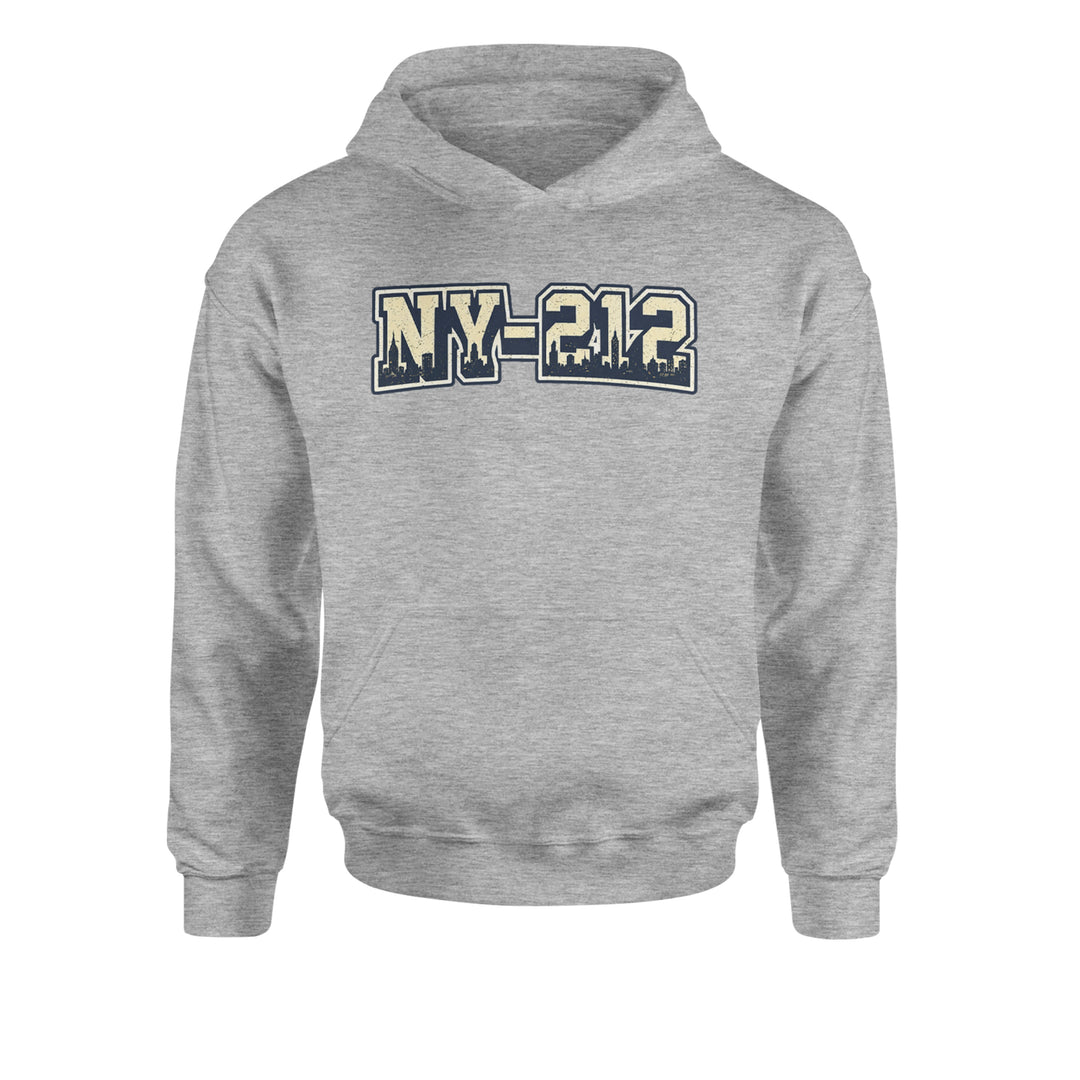 New York City 212 Area Code Skyline  Youth-Sized Hoodie Heather Grey