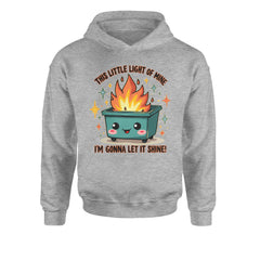 This Little Light of Mine Dumpster Fire Smile FaceYouth-Sized Hoodie Heather Grey