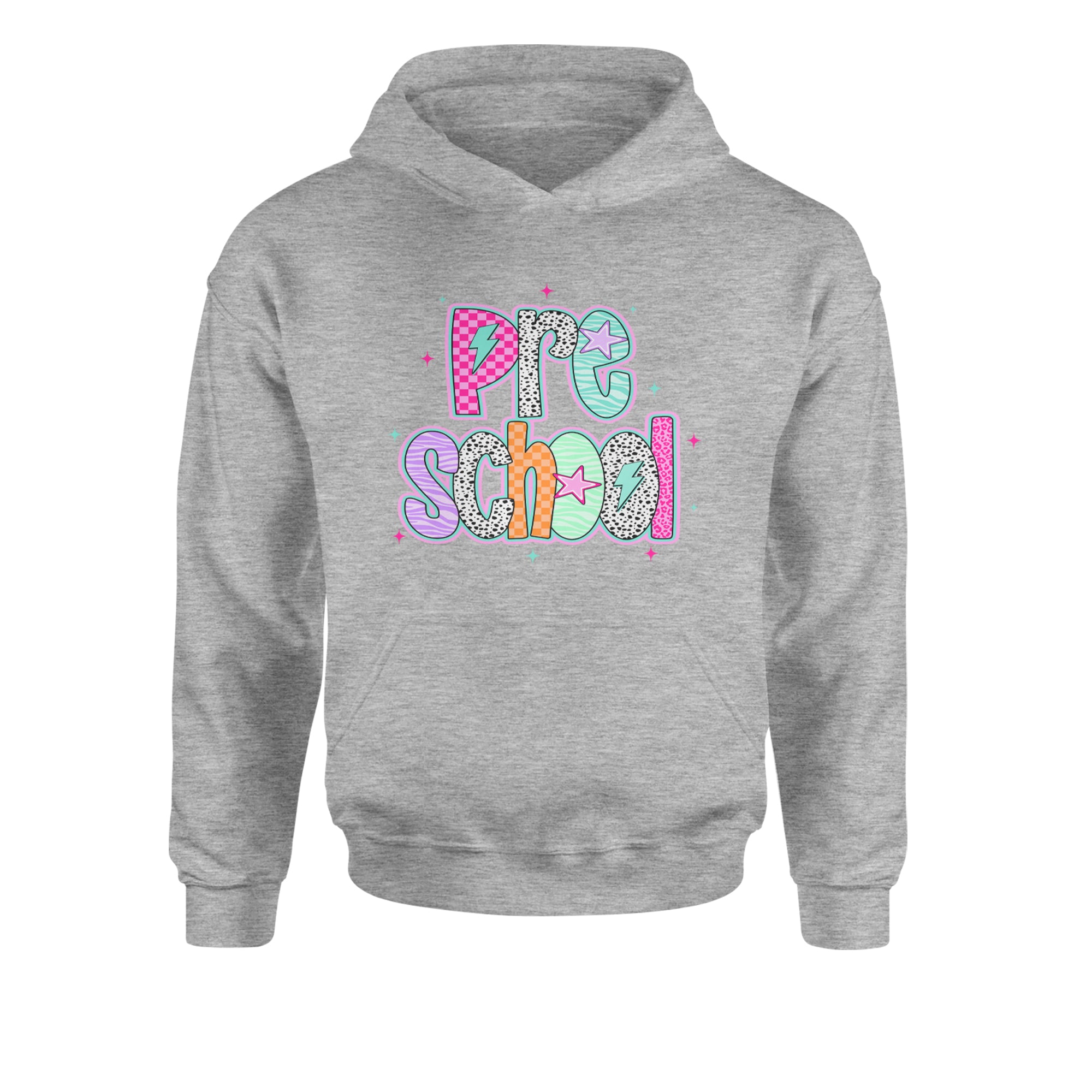 Preschool Power Colorful Back to School Youth-Sized Hoodie Heather Grey