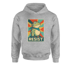 Resist Portland Protest Frog Youth-Sized Hoodie Heather Grey