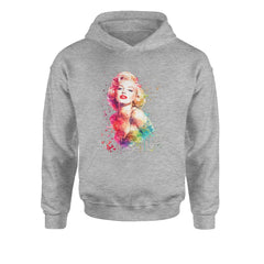 Mrs. Monroe Watercolors Bombshell Youth-Sized Hoodie Heather Grey